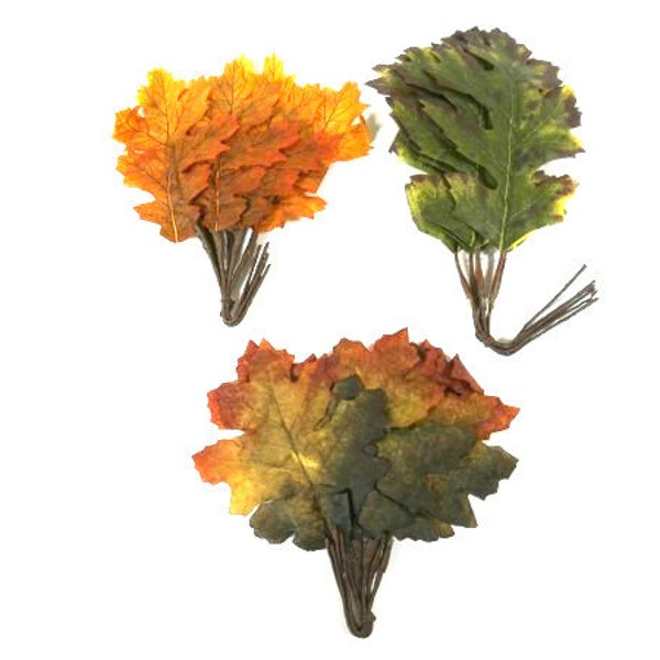 6 Fake Oak Leaves Fall Leafs Leaves Artificial Fake leaves Craft Supplies Scrapbooking Leaves Bouquet Wreath