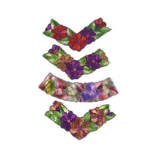 1 appliques de colliers de fleurs en soie antiques, bordures de fleurs vintage, appliques de fleurs, écusson de fleurs antiques n° 3
