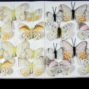 10 Yellow Or Beige Butterflies Scrapbooking Embellishments Cake Topper Feather Butterflies Butterfly Bouquet Craft Butterflies Nr 040-356
