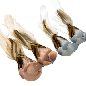 2 Brown Or Gray Birds Artificial Fake Birds Scrapbooking Cake Topper Embellishments Craft Birds Fake Birds Feather Birds