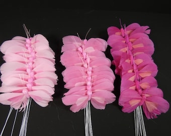 12 Pink Butterflies 3.5 Inches Feather Butterflies Wedding Butterflies Scrapbooking Craft Supplies Craft Butterfly Cake Topper