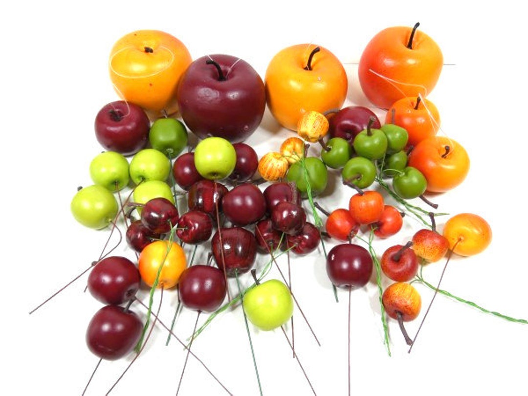 1 Big Set of Fake Fruit Apples and Cherries Bouquet Wreath Etsy