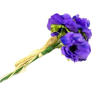 1 Purple Anemone Flower Bouquet Artificial Silk Flowers Scrapbooking Flower Embellishments Craft Flowers Wreath image 2