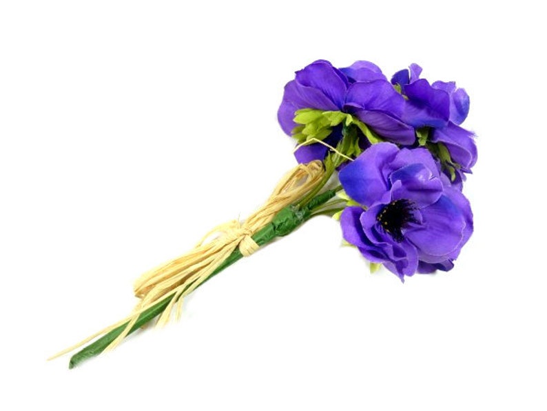 1 Purple Anemone Flower Bouquet Artificial Silk Flowers Scrapbooking Flower Embellishments Craft Flowers Wreath image 2