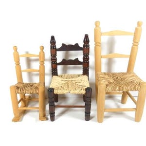 1 Vintage Wooden Doll Chair Miniature Chair Fairy Mini Garden Doll House Chair Furniture Doll Supplies