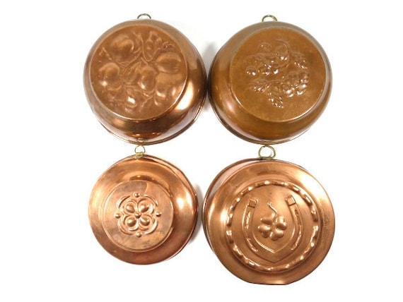 1 Bigger Antique Swedish Copper Pudding Mold - Horseshoe Four Leaf