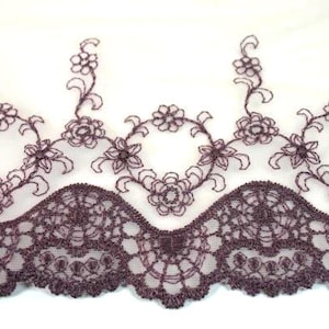 Flor púrpura Tule organza tule tela decorativa recorte 1 yarda floral encaje flor encaje floral tule flor tulle tela púrpura organza