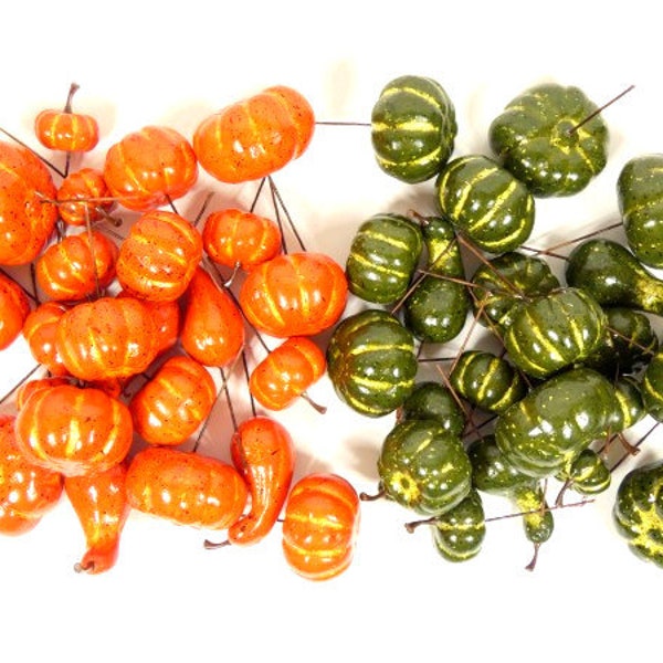 22 Pumpkins And Gourds Green Or Orange Fake Pumpkins Artificial Gourds Small Pumpkin Small Gourd Hat Embellishment Wreath Fairy Garden