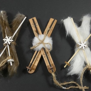 1 Pair Of Miniature Skis Mini Ski Set Skiing Set Wooden Skis White Or Brown Doll Skis