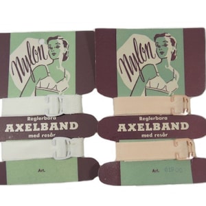 1 Vintage Bra Strap Nylon White Or Pink Swedish Bra Strap New On Cardboard Pack Haberdashery