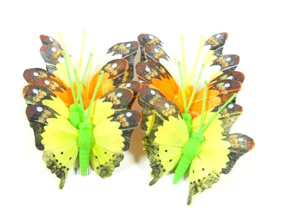 24 Small Rainbow Butterflies Feather Butterflies Artificial Fake