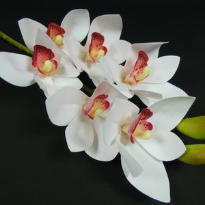 1 Big White Cymbidium Orchid Spray Branch Artificial Fake Bouquet Wreath Hat Embellishment Fairy Flower Crown Flower Arrangement