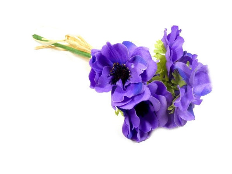 1 Purple Anemone Flower Bouquet Artificial Silk Flowers Scrapbooking Flower Embellishments Craft Flowers Wreath image 1