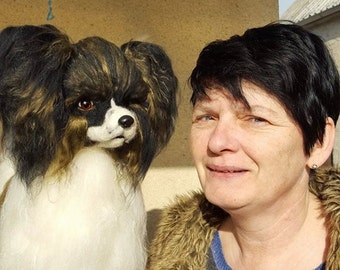 Needle felted custom dog sculpture of youre dog /Needle Felted papillon /Dog Portrait /Custom dog art / Custom portrait of a dog