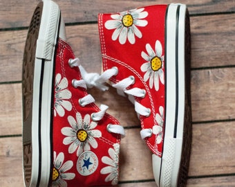 Daisy High Top Converse | Daisy Converse | Hand Painted Daisy Converse