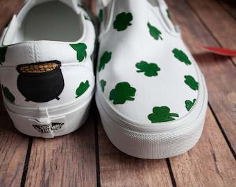 St. Patrick&#39;s Day Vans || Custom Hand Painted Vans