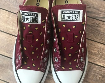 burgundy and gold converse