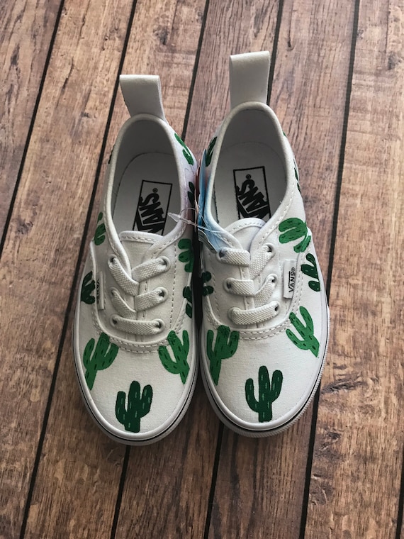 Kids cactus hand painted vans | Etsy