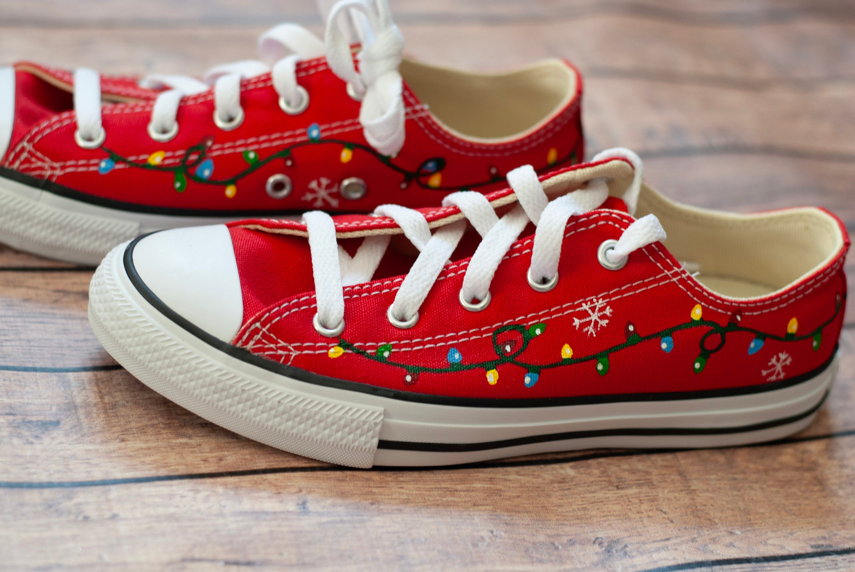 Hand Painted Christmas Lights Converse Low Top Sneakers - Etsy