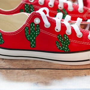 Hand Painted Red Cactus Converse | Hand Painted Converse