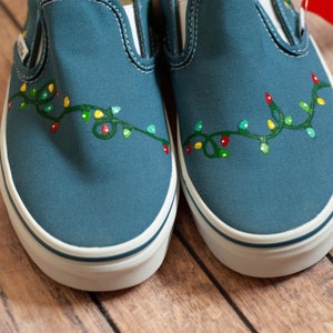 Christmas Light Vans: Custom Hand-Painted Holiday Slip On Vans