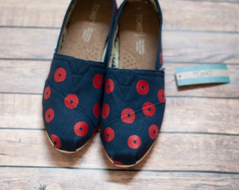 Red Donut Toms | Hand Painted Custom Toms