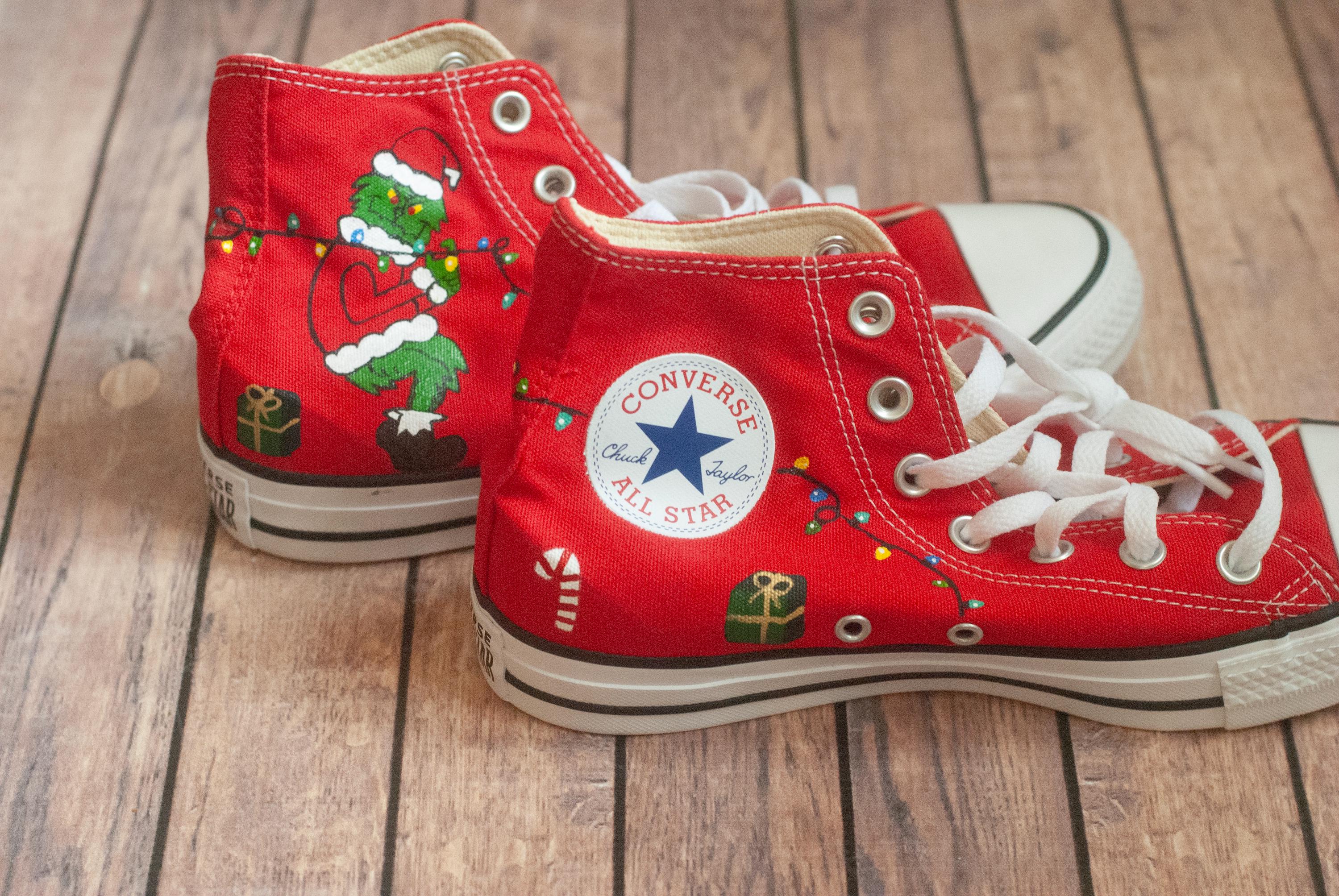 Christmas High Top Converse | Hand Painted Custom Converse - Etsy