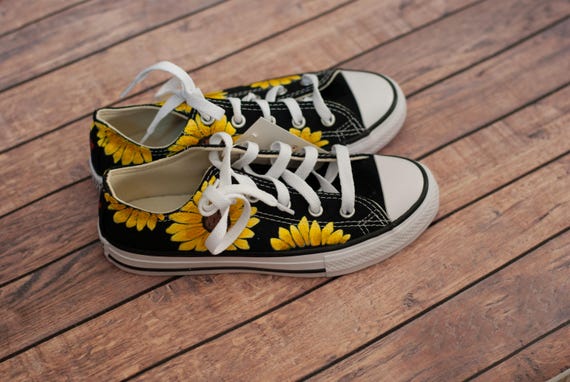 Hand Painted Sunflower Low Top Converse Custom Sunflower Converse Etsy UK