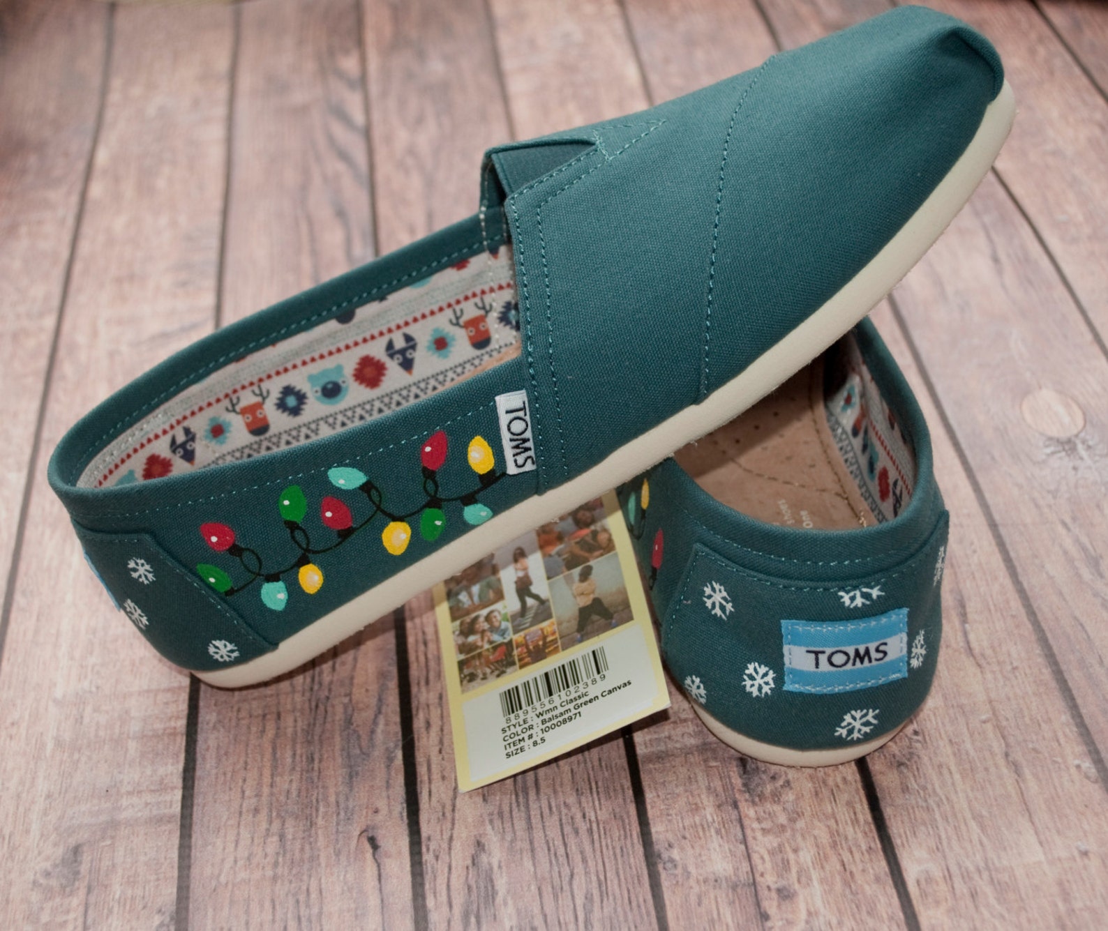 Christmas Light Hand Painted Toms Custom Christmas Toms Etsy