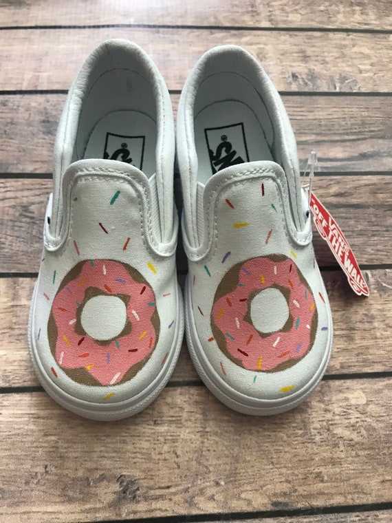 Hand-Painted Donut Toddler Vans Custom 