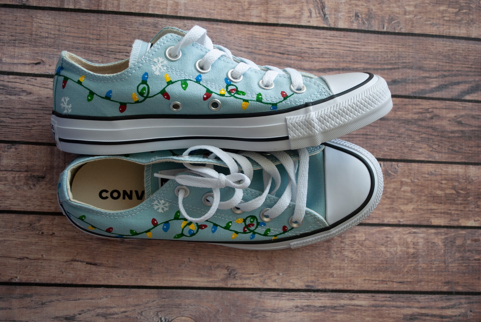 Christmas Light Converse Hand Painted Converse Etsy