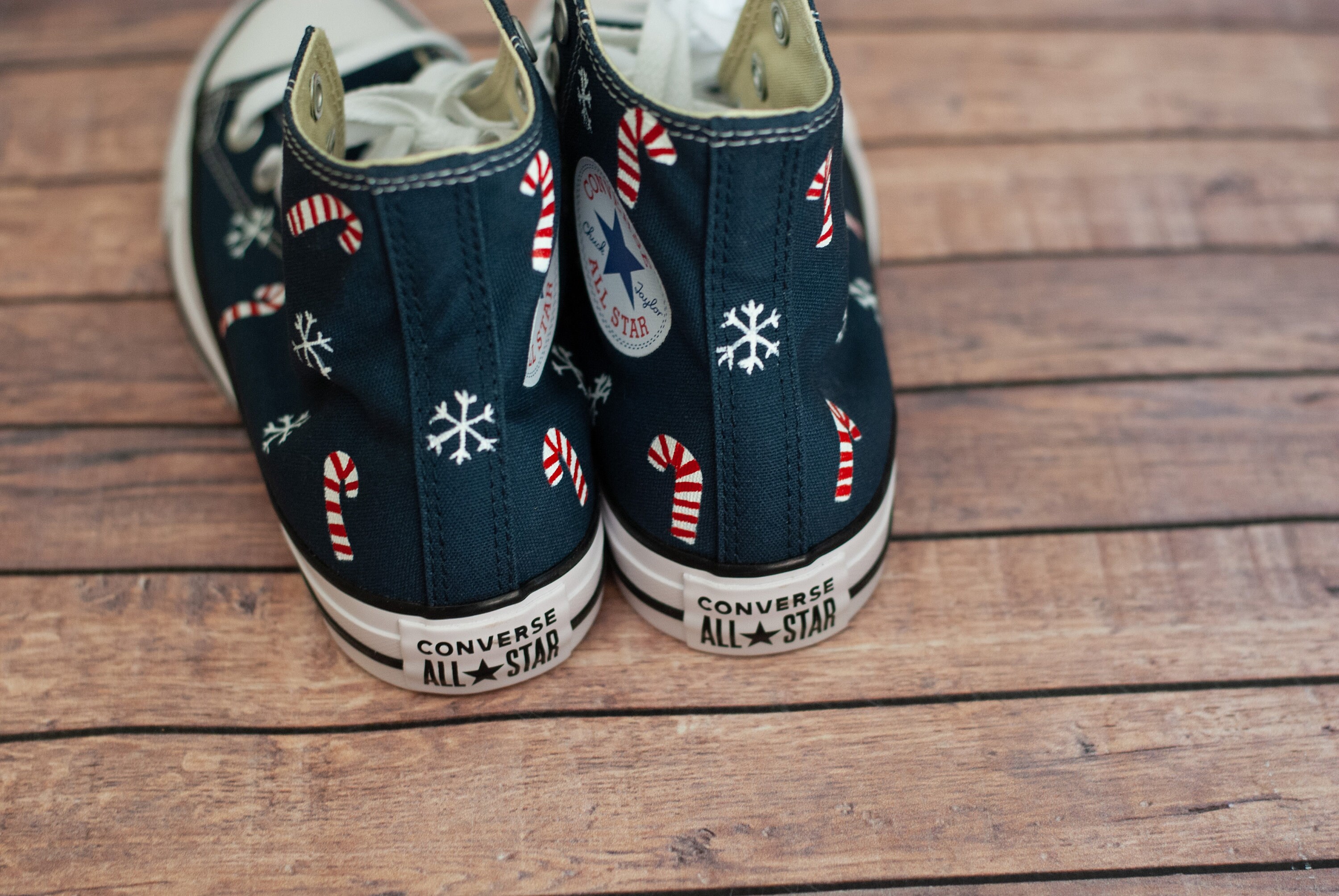 Hand Painted Candy Cane High Top Converse - Etsy