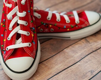 Hand Painted Christmas Lights Converse Low Top Sneakers - Etsy