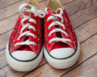 Hand Painted Christmas Lights Converse Low Top Sneakers - Etsy