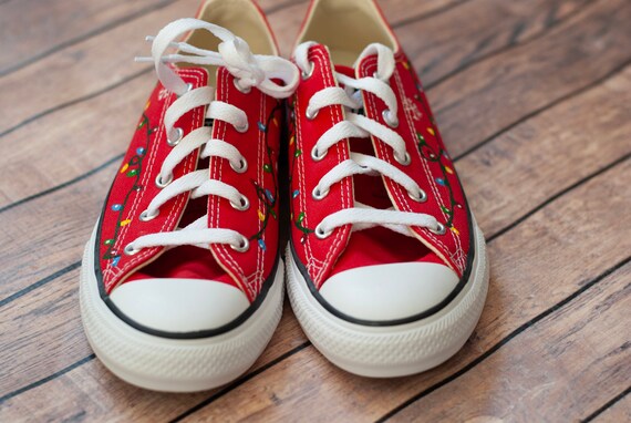 Hand Painted Christmas Lights Converse Low Top Sneakers - Etsy