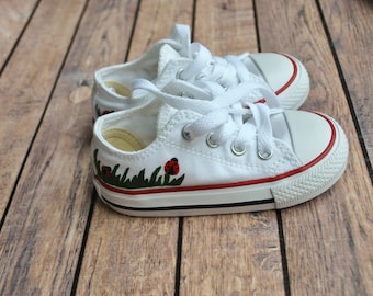 Hand-painted Ladybug Toddler Converse Custom Shoes