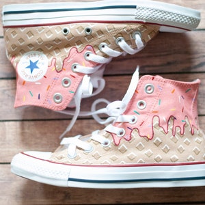 Ice cream cone hand painted high top Converse