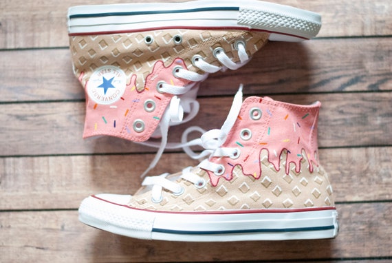 Humoristisk Sprede selv Ice Cream Cone Hand Painted High Top Converse - Etsy
