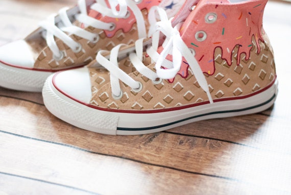 Ice Cream Cone Hand Painted High Top Converse