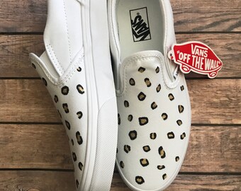 Black and Gold Cheetah Print Vans Hand Painted Vans Etsy UK