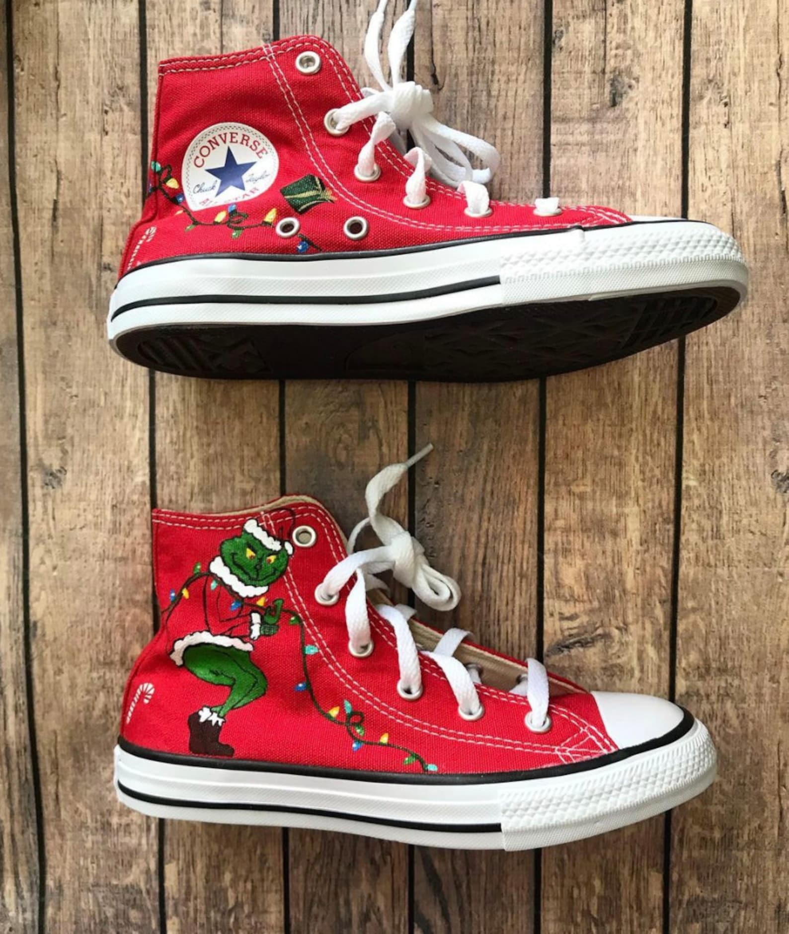Christmas High Top Converse Painted Converse Etsy