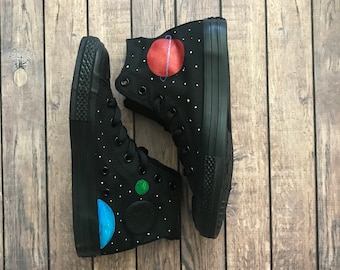 Hand-Painted Planet High Top Converse
