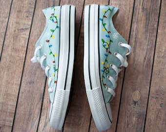 Hand-Painted Christmas Light Converse Shoes