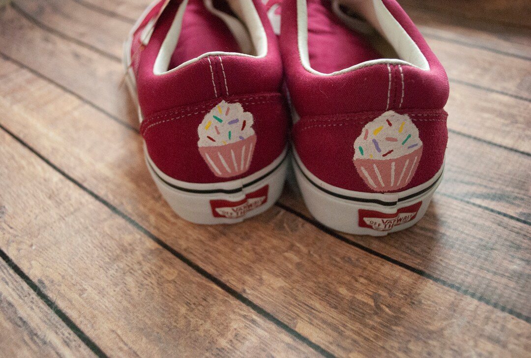 Sprinkle Cupcake Hand Painted Vans Etsy