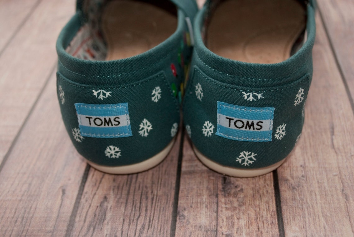 Christmas Light Hand Painted Toms Custom Christmas Toms Etsy
