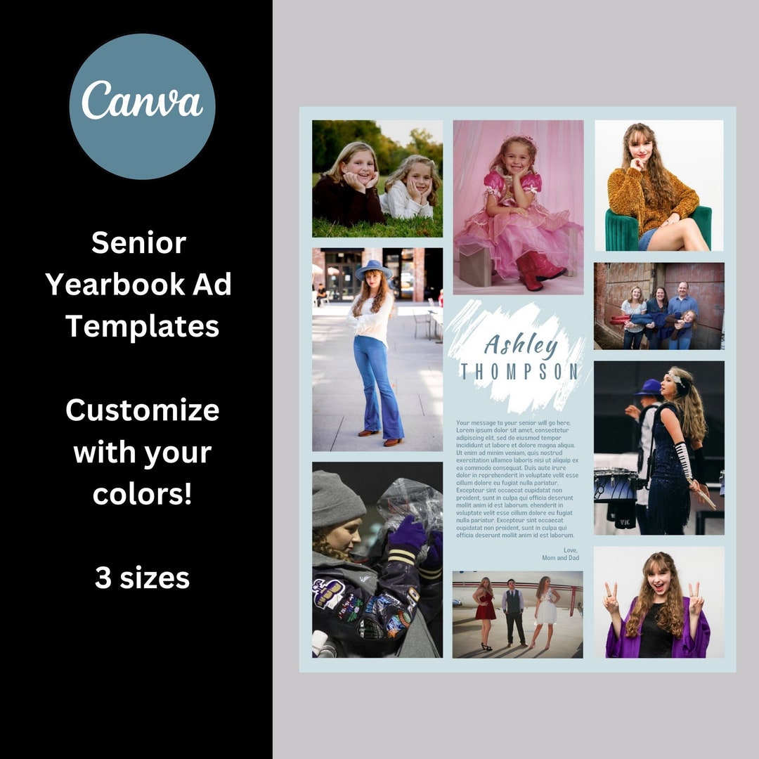 Template for Senior Yearbook or Program Ad - Full, Half, and Quarter ...