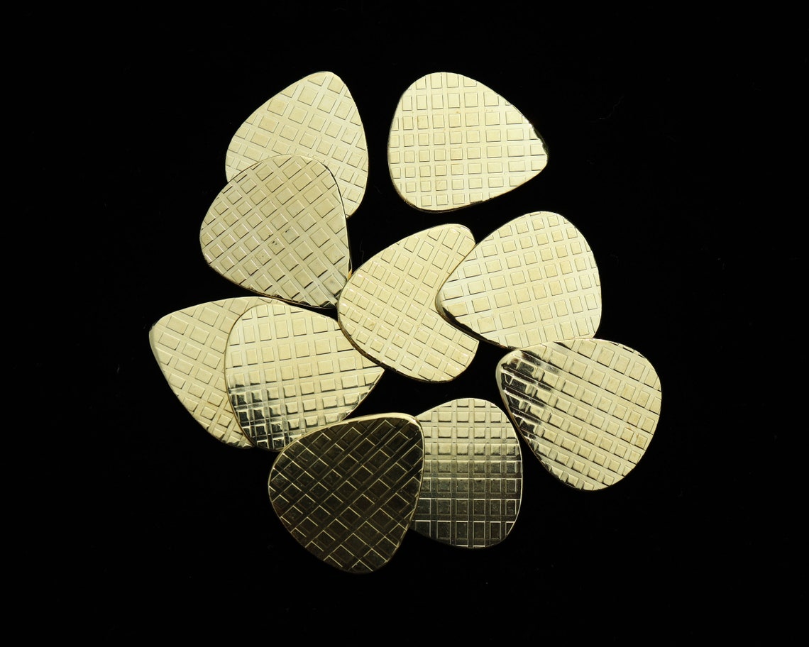 Brass Guitar Pick With Rectangular Pattern Handmade Sold Etsy UK