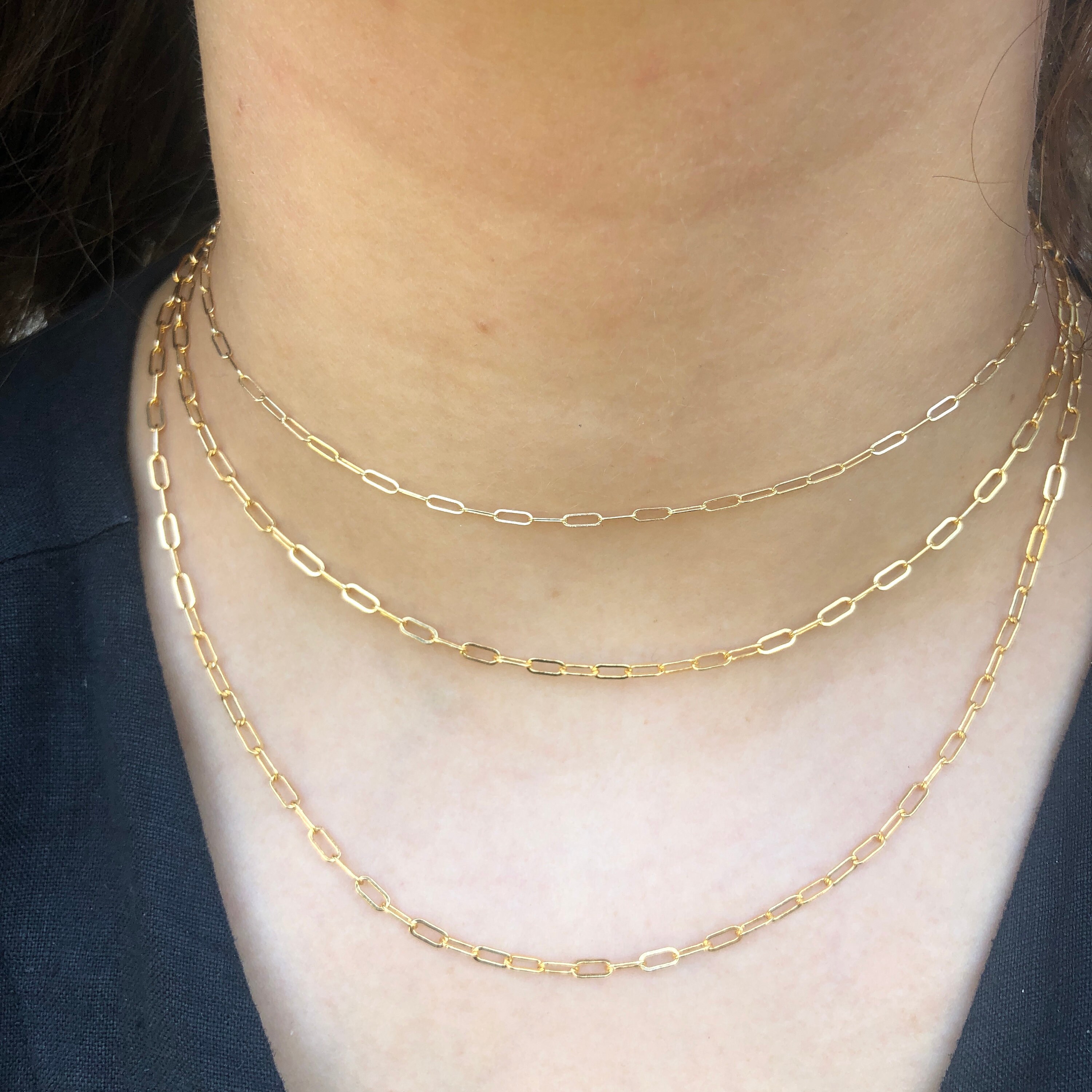 Gold Filled Paper Clip Chain Necklace Adjustable Medium Gold Etsy