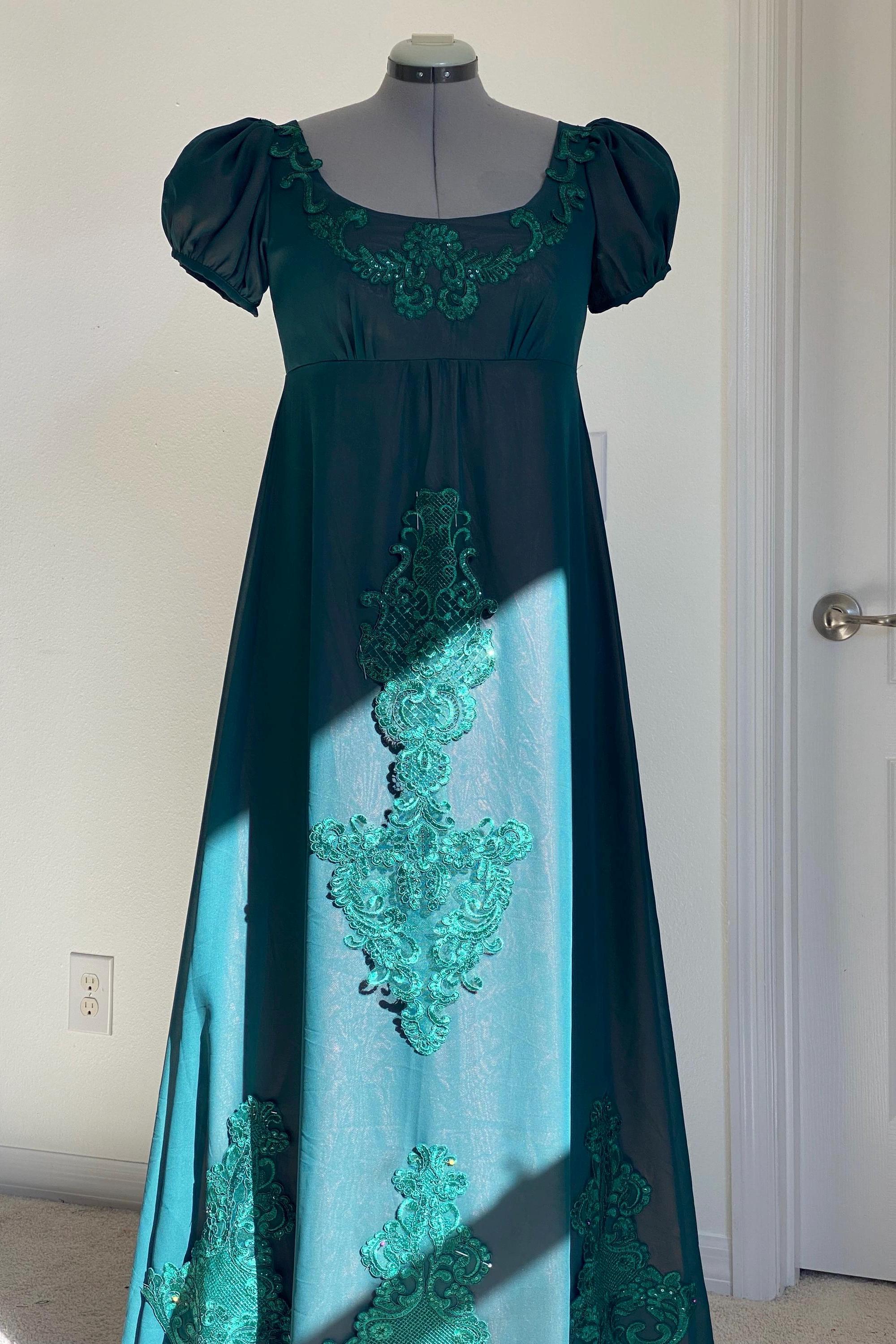 green emerald velvet dress Emerald Green Long Sleeve | Regency Gown