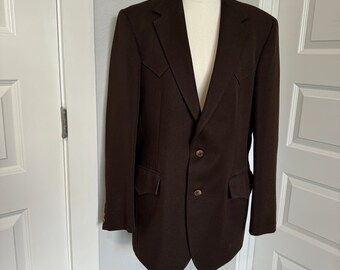 mens brown VINTAGE WESTERN blazer jacket sport suit coat Haggar Mustang